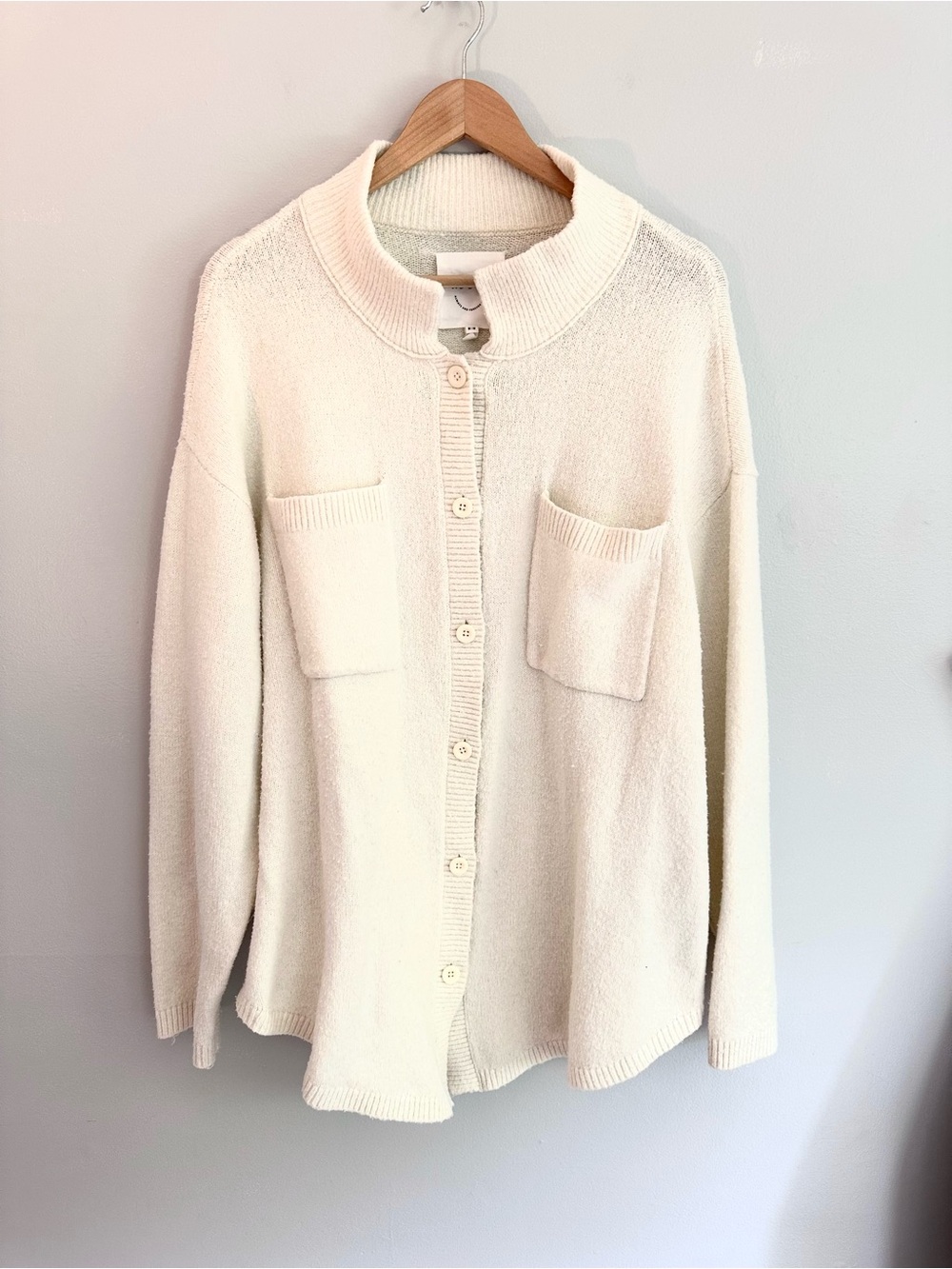 aerie Cream Button-Front Pocket Cardigan